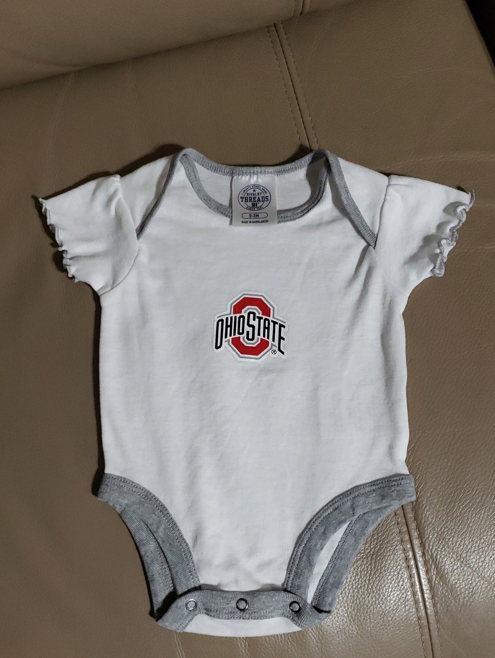 Ohio State Buckeyes Baby Bodysuit. Size: 0-3 Months